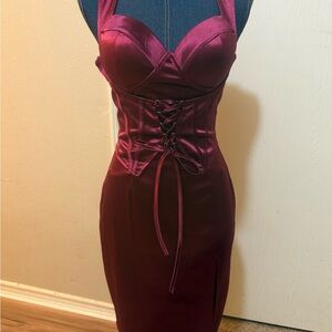 Elegant Burgundy Corset Dress